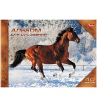 Альбом для рисования 40л. А4 на спирали Horses, перфорация на отрыв