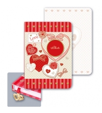Записная книжка для девочек 80л. А6+ 7БЦ Красные сердца, с фоторамкой, тиснение фольгой