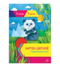 Картон цветной гофрированный А4 5л. 5цв. в папке с европодвесом