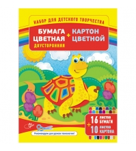 Набор А4 цв.картона 10л. и двусторон. цв. бумаги 16л., на склейке