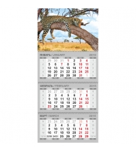 Календарь кварт. 3 бл. на 3-х гр. Standard -Дикий мир, с бегунком, 2015