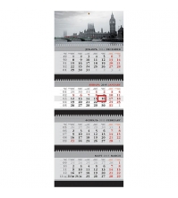 Календарь кварт. 4 бл. на 4-х гр. Бизнес- Лондон, с бегунком 2-х цв.блоком, 2015