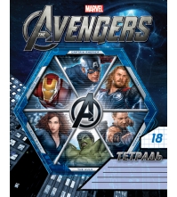 Тетрадь 18л. клетка Avengers, выборочный уф-лак