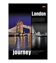 Тетрадь 100л. А4 клетка на спирали Journey London, выборочный лак, с карманом