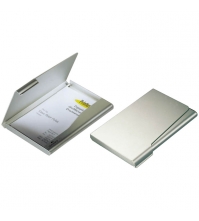 Визитница на 20 визиток 55*90 мм Business card box, метал, серебристая, с европодвесом