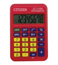 Калькулятор карманный LC 8 разрядов, питание от батарейки, 87*58*12 мм, красный