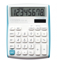 Калькулятор настольный CDC 8 разрядов, двойное питание, 108*135*24 мм, голубой/белый