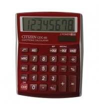 Калькулятор настольный CDC 8 разрядов, двойное питание, 109*135*25мм, красный