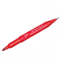 Маркер перманентный двухсторонний красный, пулевидный, 0,8-2,2 мм