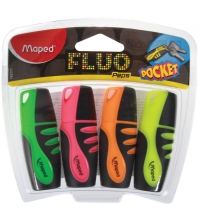 Набор текстовыделителей Fluo Peps Pocket 4цв., 5мм, европодвес