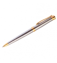 Ручка шариковая Delucci черная, 0,8мм, корпус серебро/золото, механизм поворотный, подар.уп.