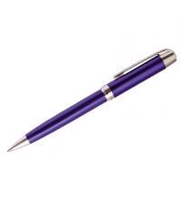 Ручка шариковая Delucci черная, 0,8мм, корпус синий/хром, механизм поворотный, инд. уп.