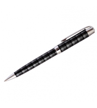 Ручка шариковая Delucci черная, 0,8мм, корпус черно-зеленый/хром, механизм поворотный, инд. уп.