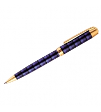 Ручка шариковая Delucci черная, 0,8мм, корпус черно-синий/золото, механизм поворотный, инд. уп.