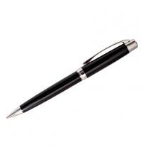 Ручка шариковая Delucci черная, 0,8мм, корпус черный/хром, механизм поворотный, инд. уп.
