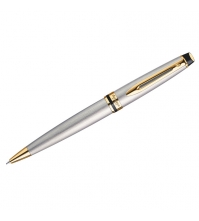 Ручка шариковая Expert Stainless Steel GT синяя, 1мм, корпус хром/золото, поворотн., подар.уп.