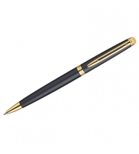 Ручка шариковая Hemisphere Matt Black GT синяя, 1мм, корпус черный/золото, поворотн., подар.уп.