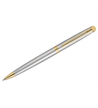 Ручка шариковая Hemisphere Stainless Steel GT синяя, 1мм, корпус хром/золото, поворотн., подар.уп