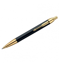 Ручка шариковая IM Black GT синяя, 0,7мм, корпус черный/золото, механизм автоматический, подар.уп.