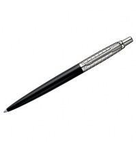 Ручка шариковая Jotter Premium Satin Black Chiselled синяя, 0,7мм, корпус черный/хром, подар.уп.