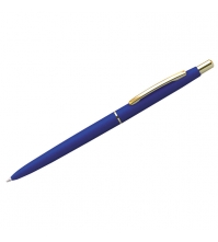 Ручка шариковая Silk Premium синяя, 0,7мм, корпус синий/золото, автоматическая, пластик.футляр