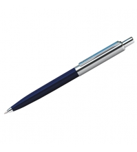 Ручка шариковая Silver Arrow синяя, 1мм, корпус синий/хром, автоматическая, пластик.футляр