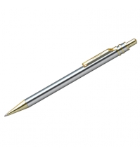 Ручка шариковая Silver Premium синяя, 0,7мм, корпус хром/золото, автоматическая, пластик.футляр