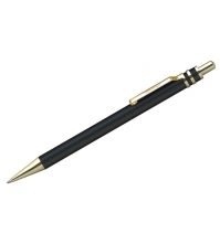 Ручка шариковая Silver Premium синяя, 0,7мм,корпус черный/золото, автоматическая, пластик.футляр