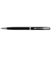 Ручка шариковая Sonnet Slim Black CT синяя, 0,7мм, корпус черный/хром, поворотн., подар.упак.