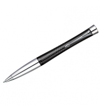 Ручка шариковая Urban Premium Ebony Metal Chiselled синяя, 0,7мм, корпус черный/хром, подар.уп.