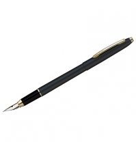 Ручка перьевая Golden Prestige синяя, 0,8мм, корпус черный/золото, пластик.футляр