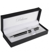 Ручка-роллер Delucci черная, 0,6мм, корпус чёрный, подарочный футляр