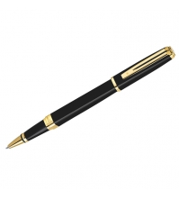 Ручка-роллер Exception Slim Black Lacquer GT черная, 1мм, корпус черный/золото, подар.уп
