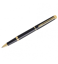 Ручка-роллер Hemisphere Mars Black GT черная, 1мм, корпус черный/золото, подар.уп.