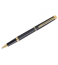 Ручка-роллер Hemisphere Matt Black GT черная, 1мм, корпус черный/золото, подар.уп.