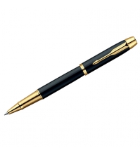 Ручка-Роллер IM Black GT черная, 0,5мм, корпус черный/золото, подар.уп.