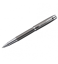 Ручка-Роллер IM Premium Deep Gun Metal Chiselled CT черная, 0,5мм, корпус серый/хром, подар.уп.