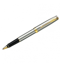 Ручка-Роллер Sonnet Stainless Steel GT черная, 0,5мм, корпус хром, подар. упак.