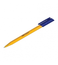 Ручка шариковая OfficeSpace синяя, 0,7мм трехгранная с желтым корпусом, на масляной основе