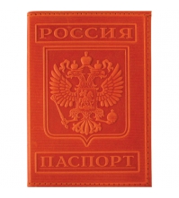 Обложка для паспорта ОfficeSpace кожа тип 3, рыжий, тиснение ГЕРБ