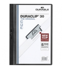 Папка с металлическим клипом DURACLIP® А4, до 30 листов, черная