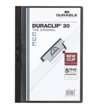 Папка с металлическим клипом DURACLIP® А4, до 30 листов, черная