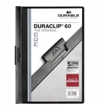 Папка с металлическим клипом DURACLIP® А4, до 60 листов, черная