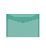 Пaпка-конверт на кнопке А4, 120мкм, зеленая