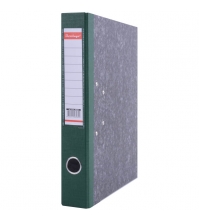 Папка-регистратор 50мм, мрамор, с карманом на корешке, нижний метал. кант, зеленый