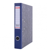 Папка-регистратор 50мм, мрамор, с карманом на корешке, нижний метал. кант, синий