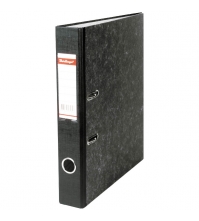 Папка-регистратор 50мм, мрамор, с карманом на корешке, нижний метал. кант, черная