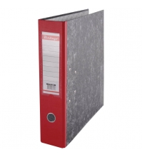 Папка-регистратор 70мм, мрамор, с карманом на корешке, нижний метал. кант, красный