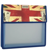 Папка для тетрадей 2 отделения, А5, Английский флаг, пластик, липучка