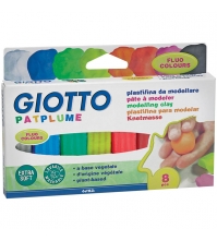 Пластилин GIOTTO PATPLUME 08 цветов, 200гр., флуоресцентные цвета, картон